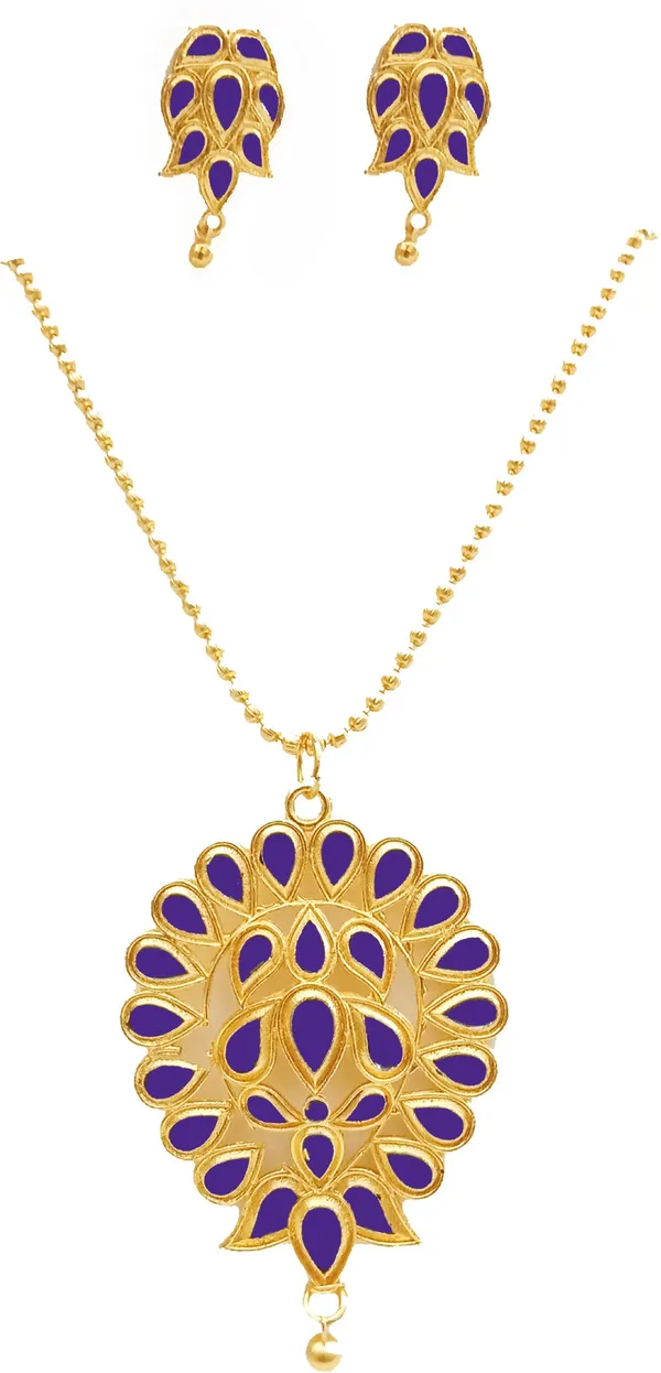 Assamese_Traditional_Gold_Plated_Blue_Colour_Dugdugi_Chain_Jewellery_Set_For_Women_&_Girls